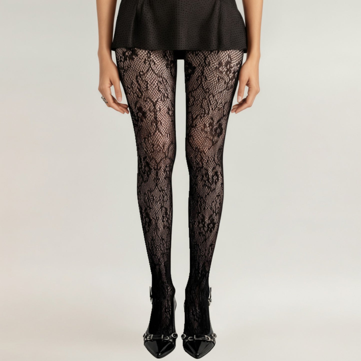 Anna-Kaci Women's 3-Piece Set Floral Lace Pattern Sheer Tights