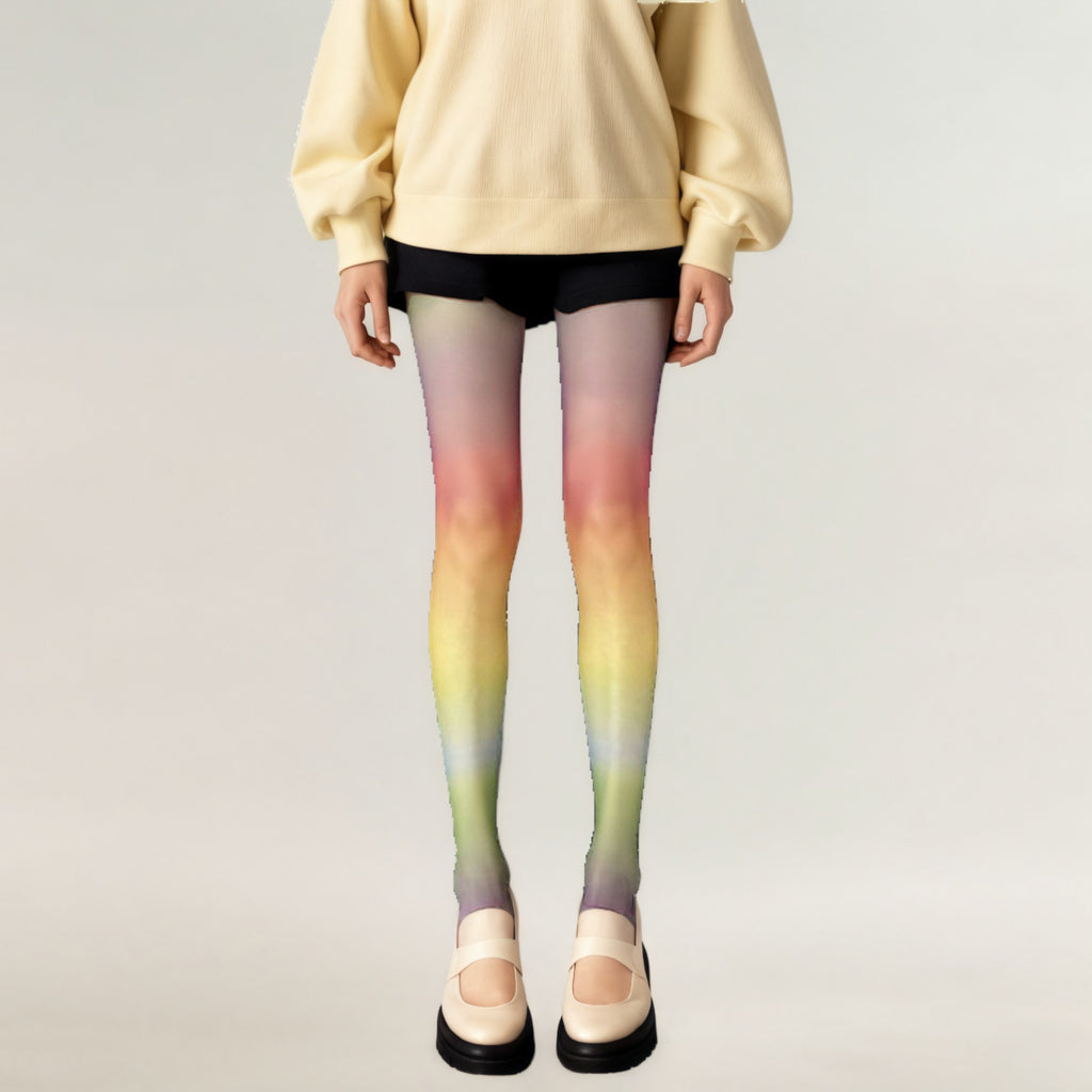 Anna-Kaci Women's Gradient Rainbow Sheer Tights with Soft Ombre Design