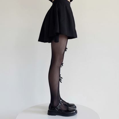 Anna-Kaci Women's 3-Piece Set Sheer Tights with Front Bow and Cutout Pattern Design