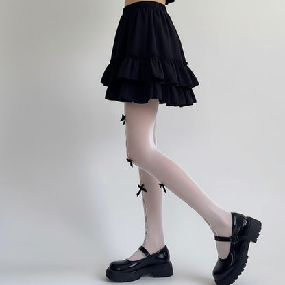 Anna-Kaci Women's 3-Piece Set Sheer Tights with Front Bow and Cutout Pattern Design