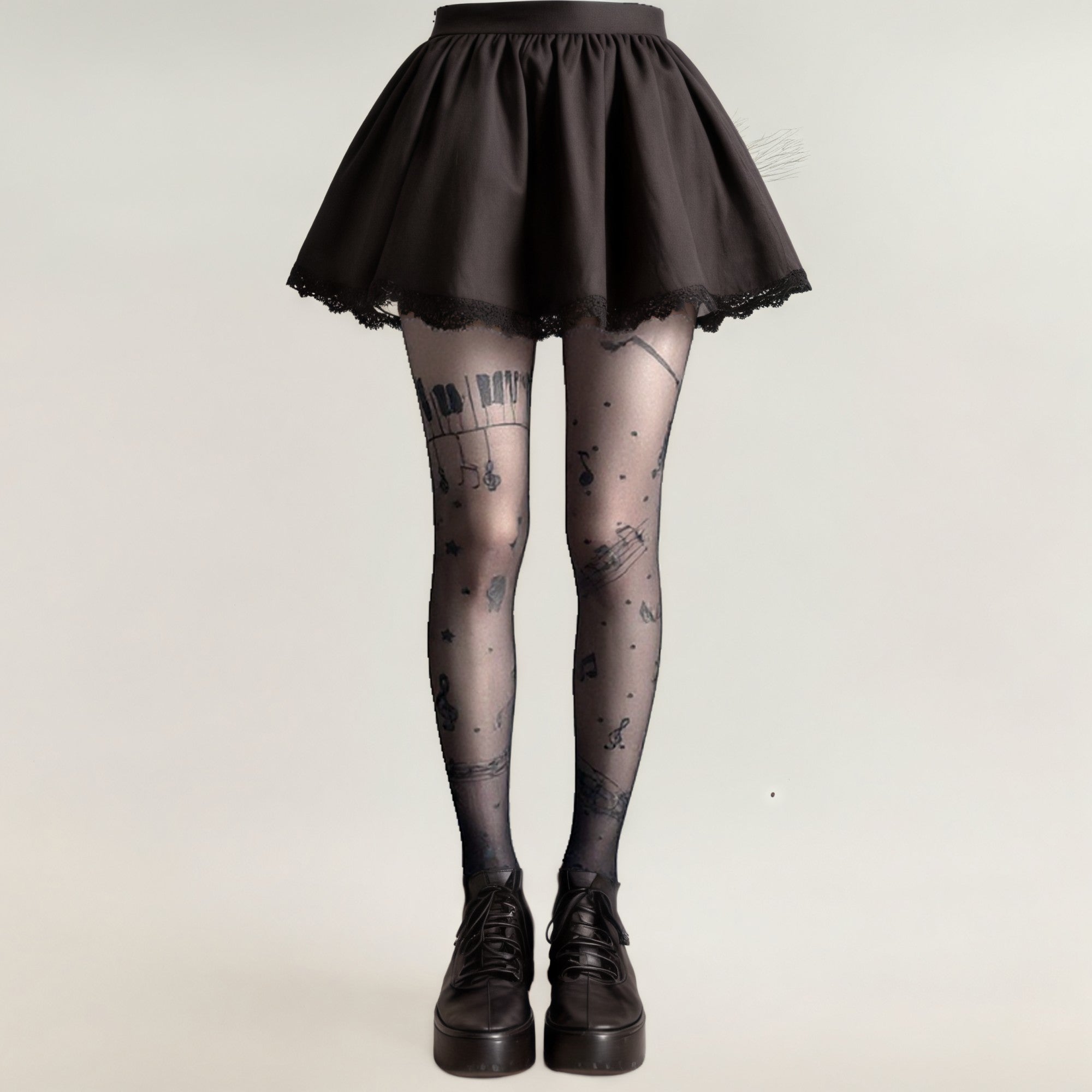 Anna-Kaci Women's Sheer Tights with Musical Note and Piano Pattern Design