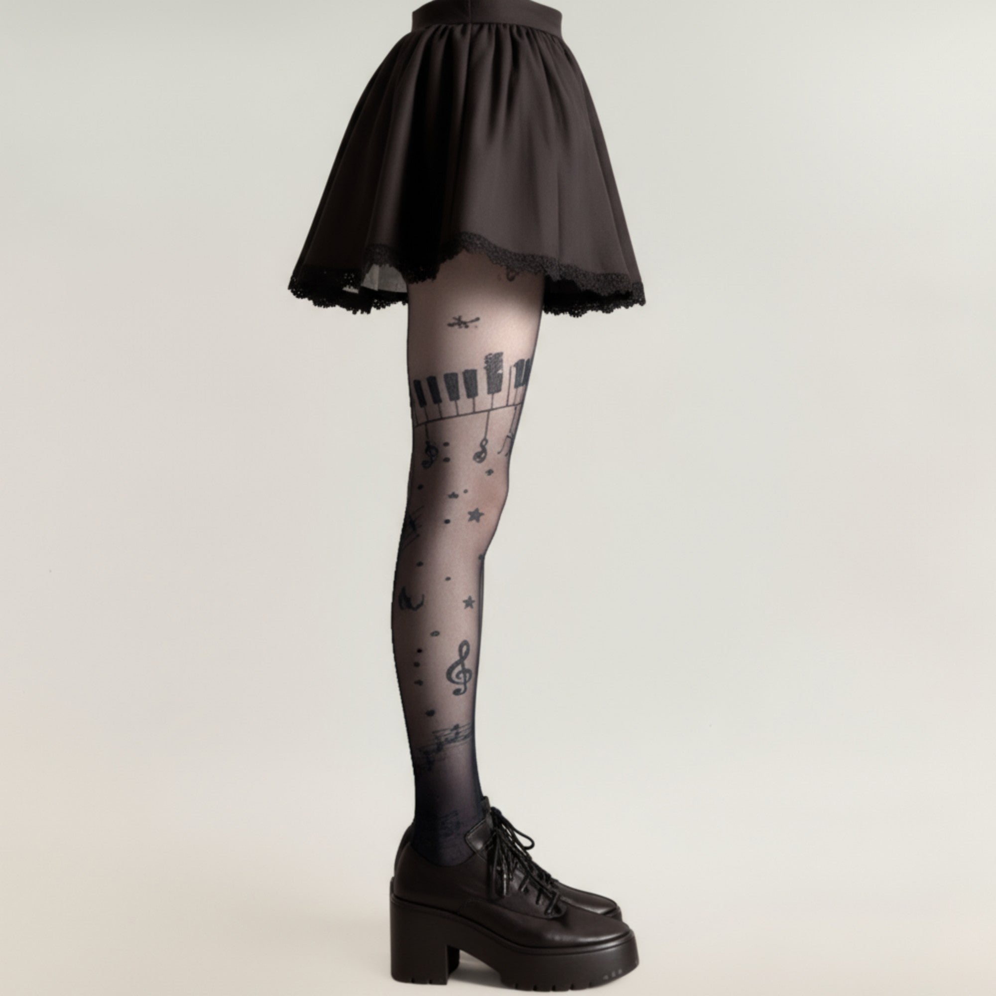 Anna-Kaci Women's Sheer Tights with Musical Note and Piano Pattern Design