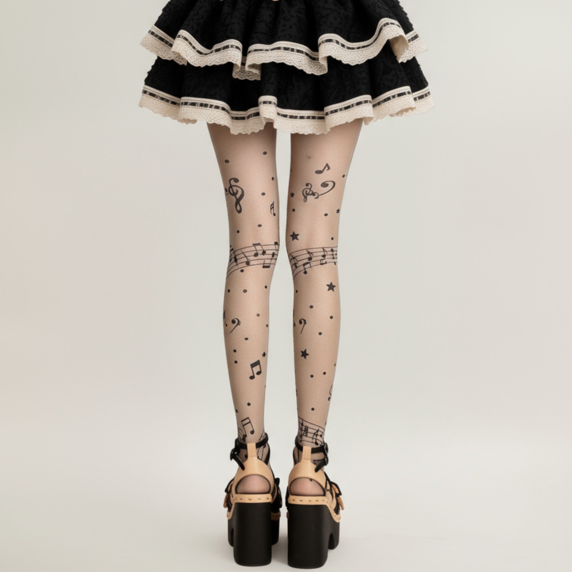 Anna-Kaci Women's Sheer Tights with Musical Note and Piano Pattern Design