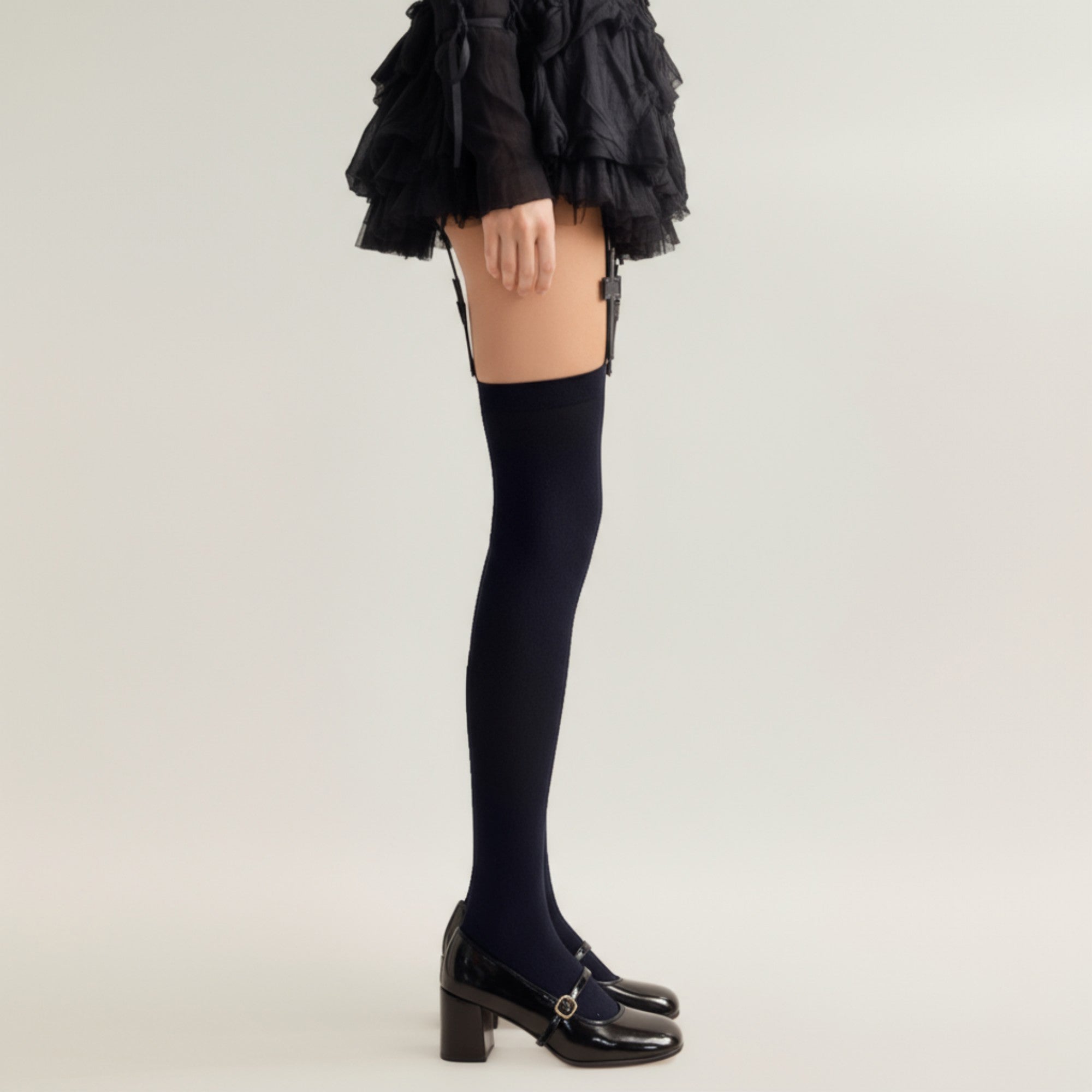 Anna-Kaci Women's 3-Piece Set Over-the-Knee Stockings with Cross Detail