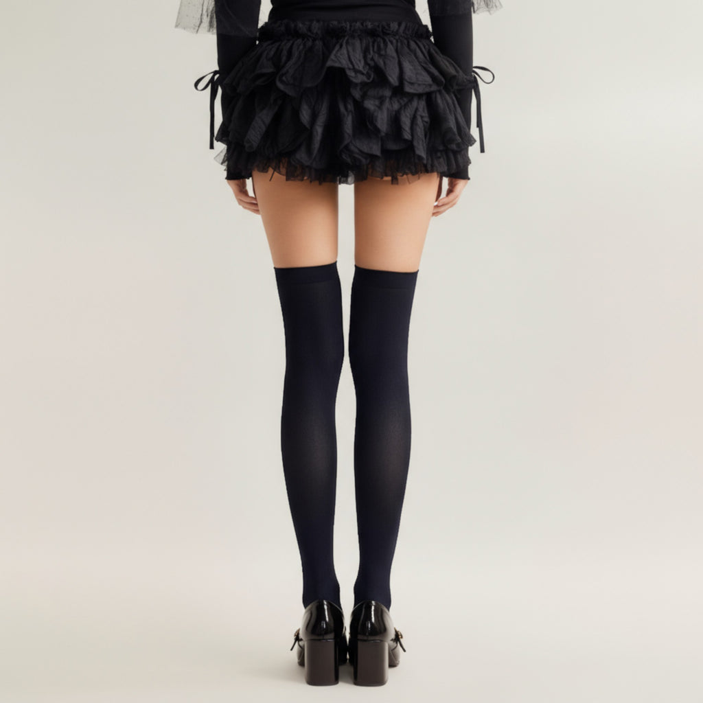 Anna-Kaci Women's 3-Piece Set Over-the-Knee Stockings with Cross Detail