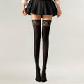 Anna-Kaci Women's 2-Piece Set Thigh High Stockings with Lace Top Detail