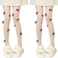 Anna-Kaci 2pcs Women's Sheer Tights with Velvet Bow and Pearl Accent Details