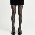 Anna-Kaci Women's Sheer Tights with Sparkly Zebra Stripe Pattern
