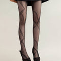 Anna-Kaci Women's Sheer Pantyhose with Abstract Leaf Line Pattern