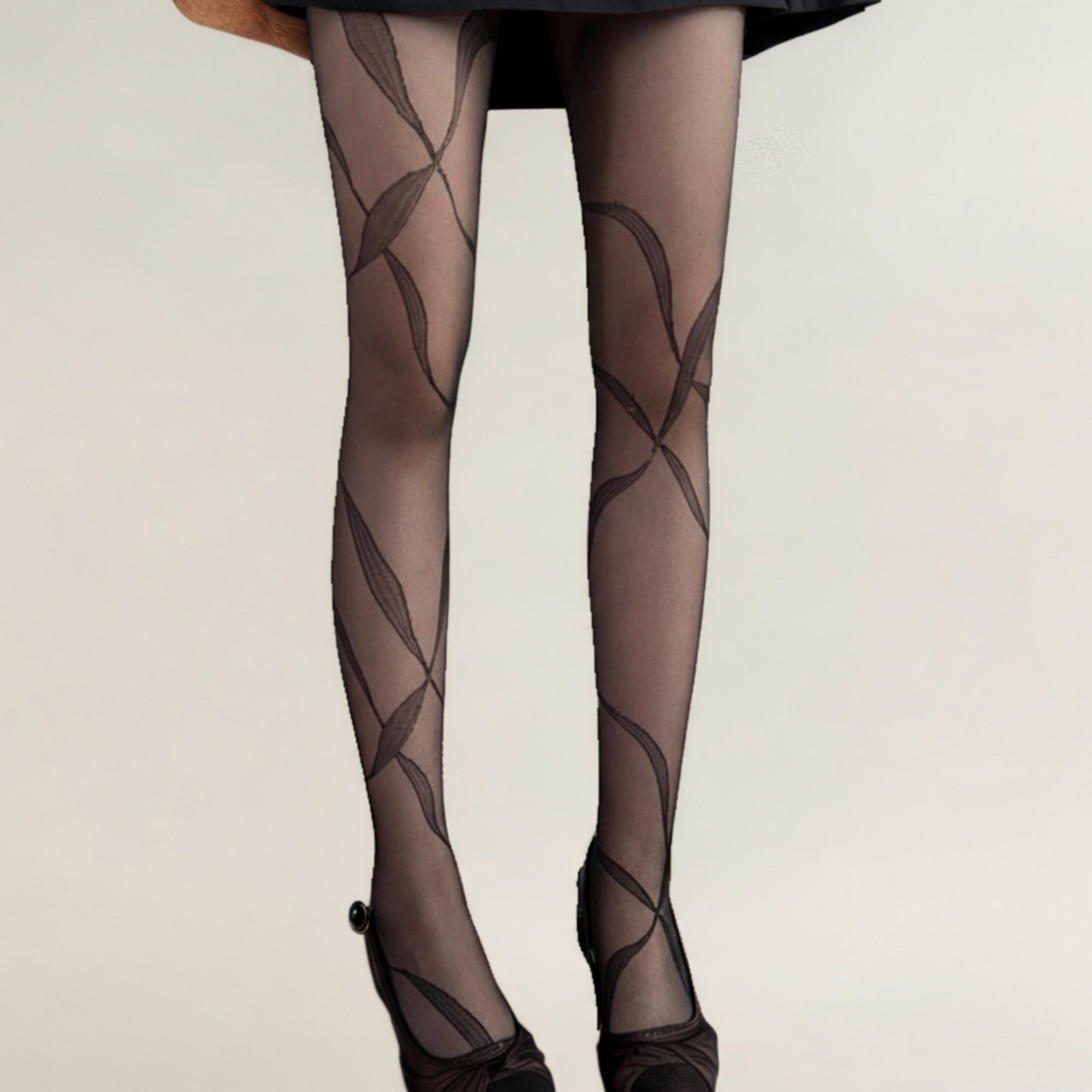 Anna-Kaci Women's Sheer Pantyhose with Abstract Leaf Line Pattern