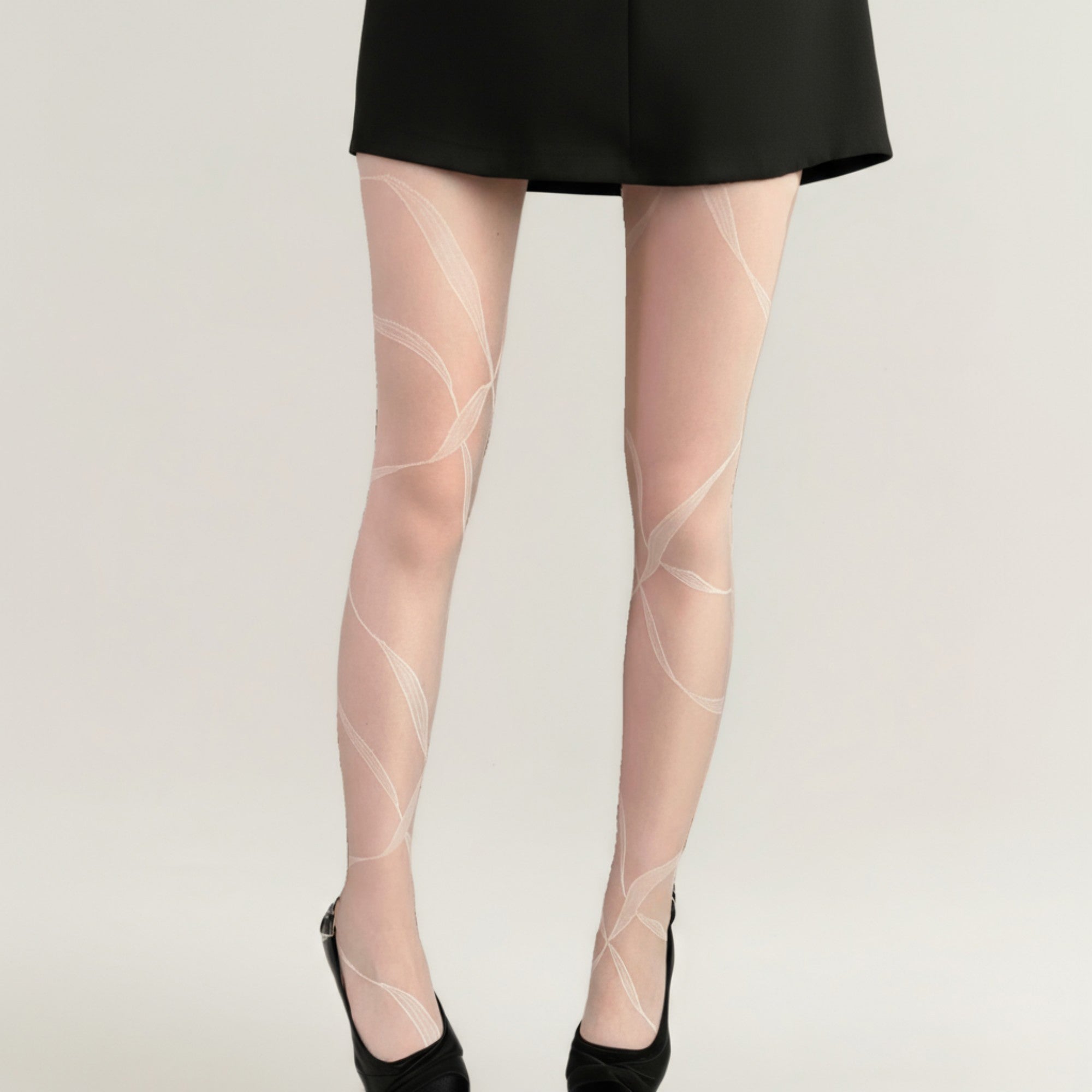 Anna-Kaci Women's Sheer Pantyhose with Abstract Leaf Line Pattern