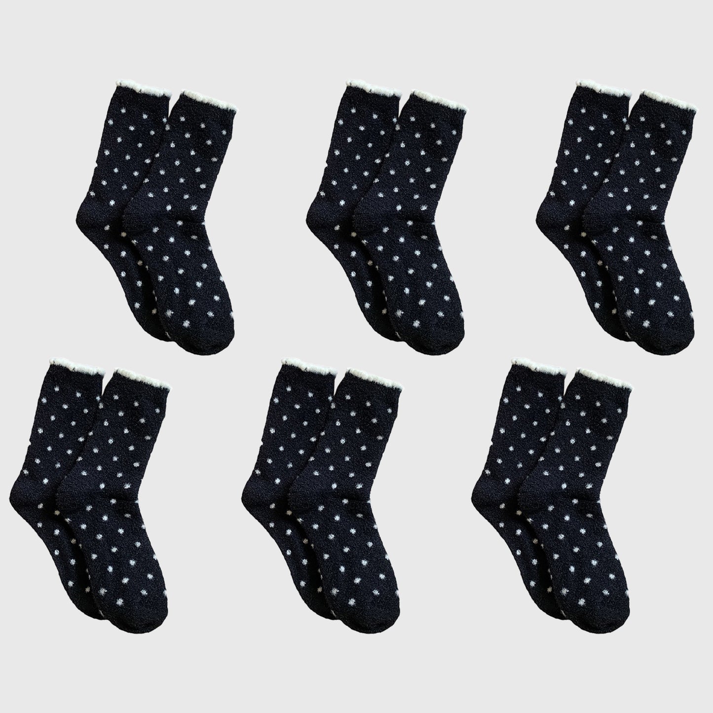 Anna-Kaci Women's 6pk Cozy Polka Dot Fuzzy Socks - Warm & Stylish Mid-Calf Socks for Winter Comfort