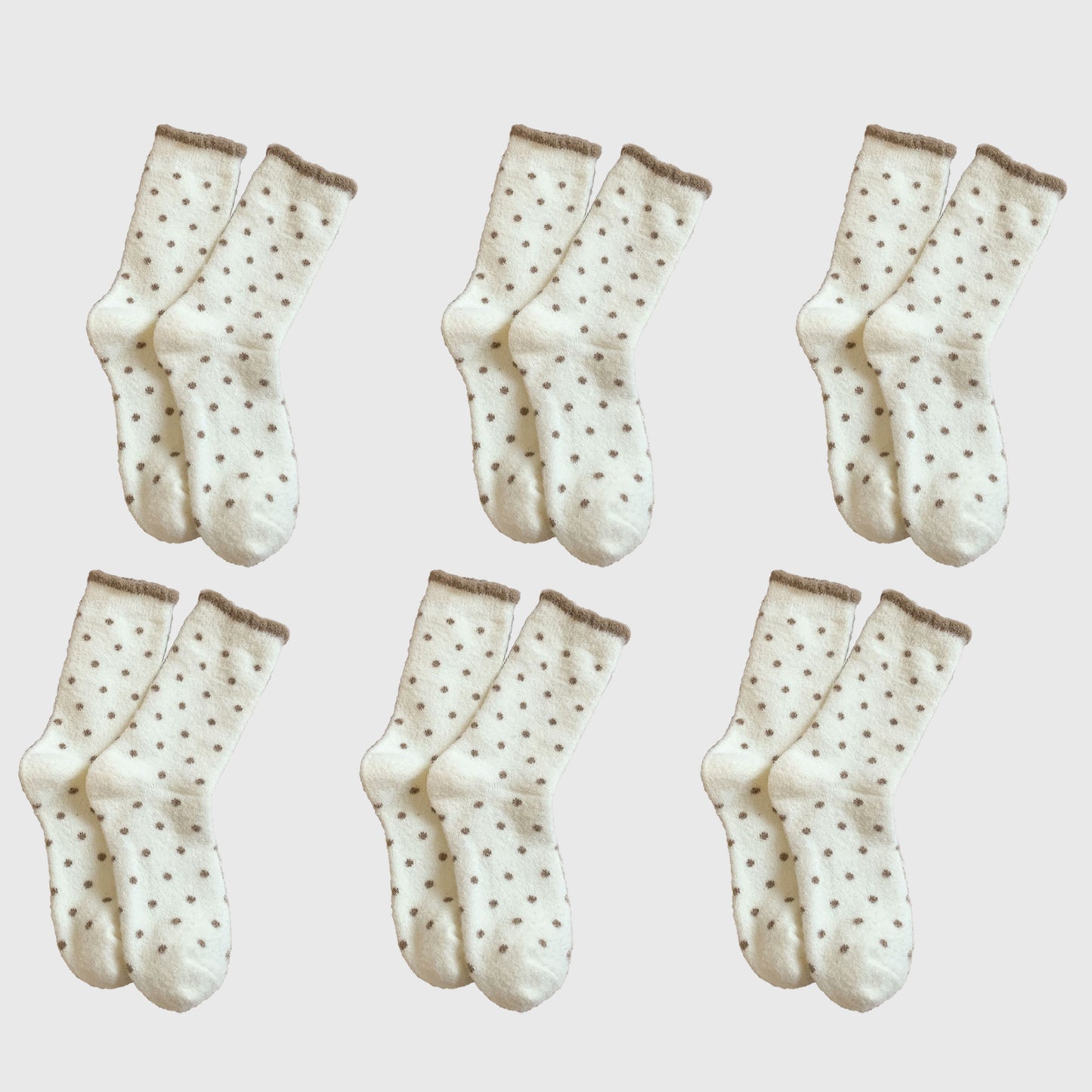 Anna-Kaci Women's 6pk Cozy Polka Dot Fuzzy Socks - Warm & Stylish Mid-Calf Socks for Winter Comfort