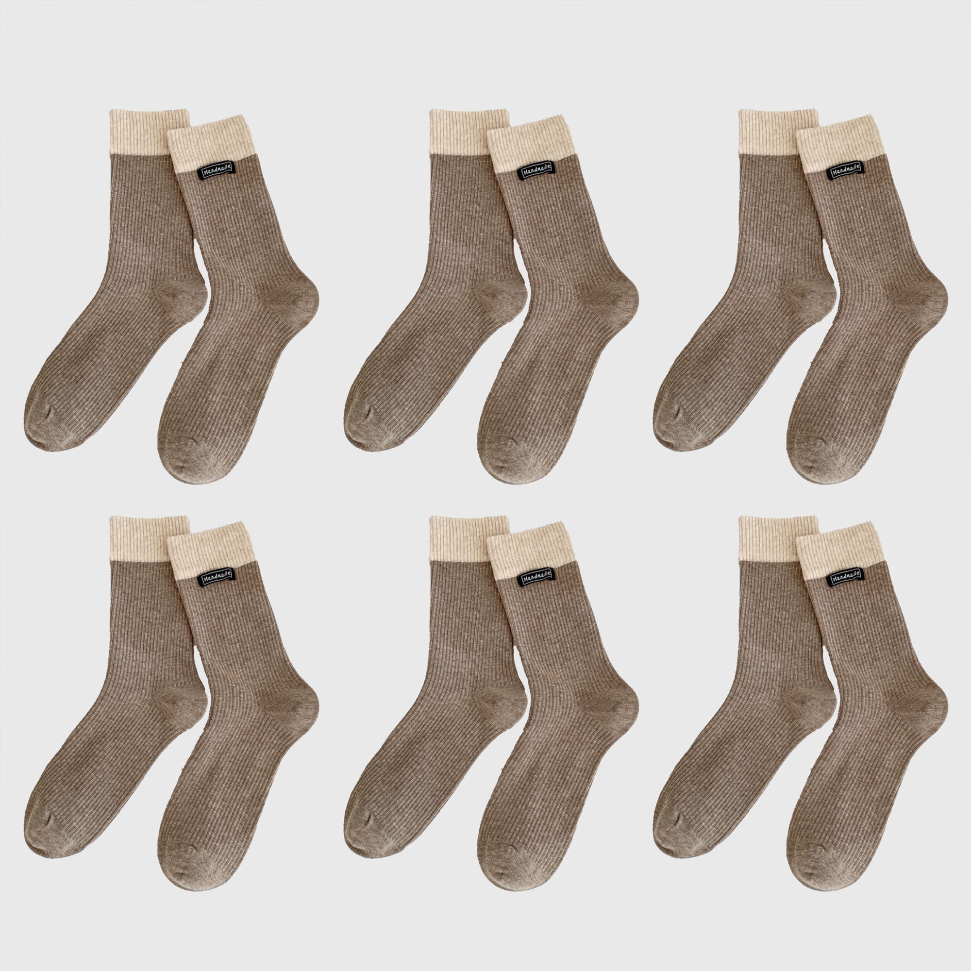 Anna-Kaci Women's Two-Tone Ribbed Socks 6pk - Classic & Comfortable Mid-Calf Socks for Everyday Wear