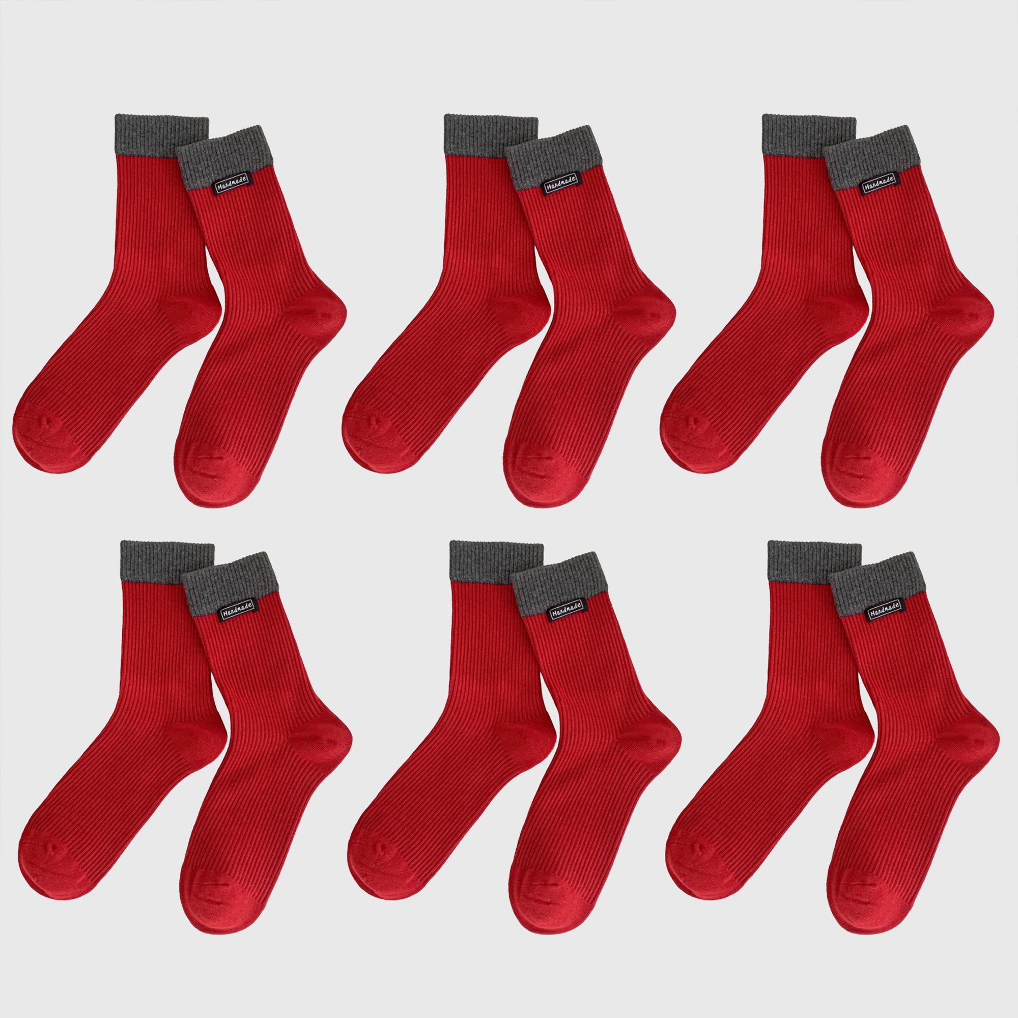 Anna-Kaci Women's Two-Tone Ribbed Socks 6pk - Classic & Comfortable Mid-Calf Socks for Everyday Wear