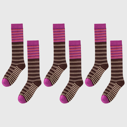 Anna-Kaci Women's 6pk Plaid Knee-High Socks - Stylish & Warm Long Socks for Casual & Dressy Outfits