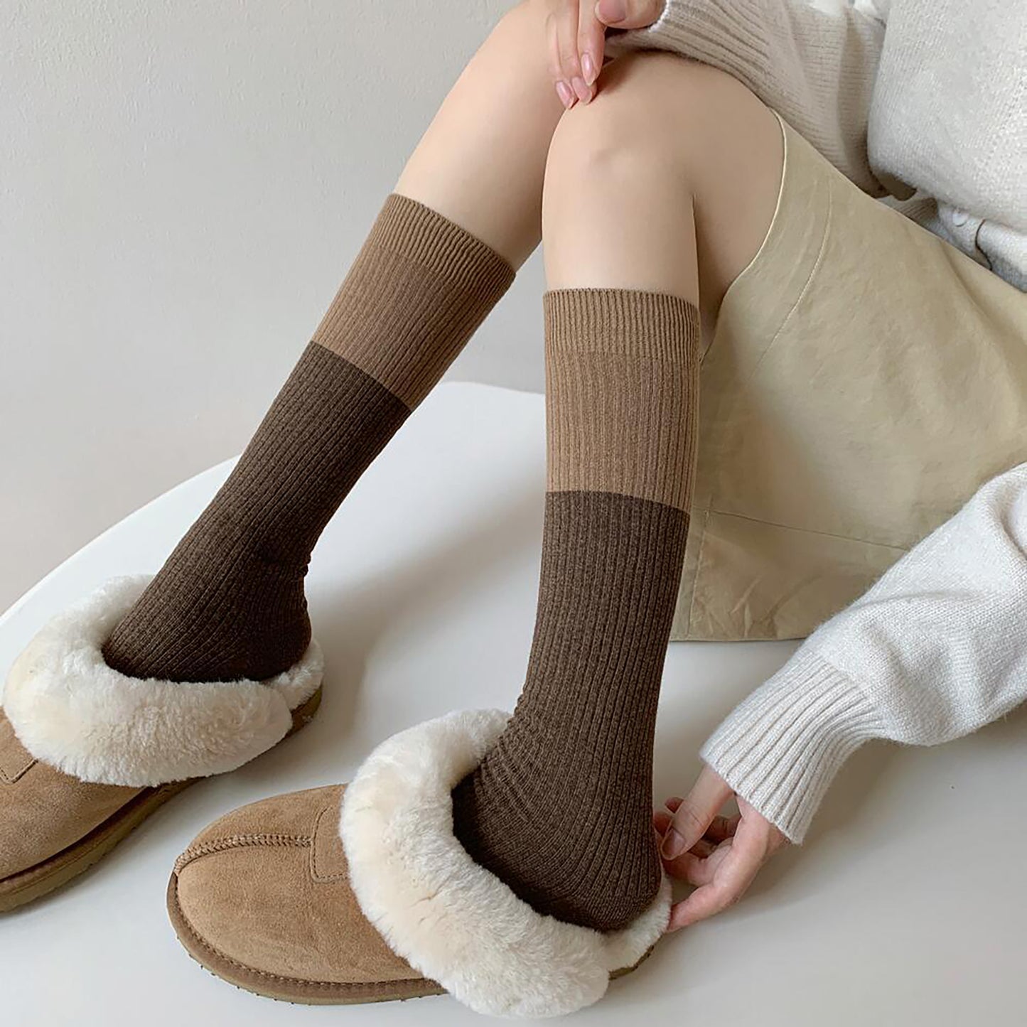 Anna-Kaci Women's 6pk Ribbed Slouch Socks - Cozy Mid-Calf Socks for Casual & Lounge Wear