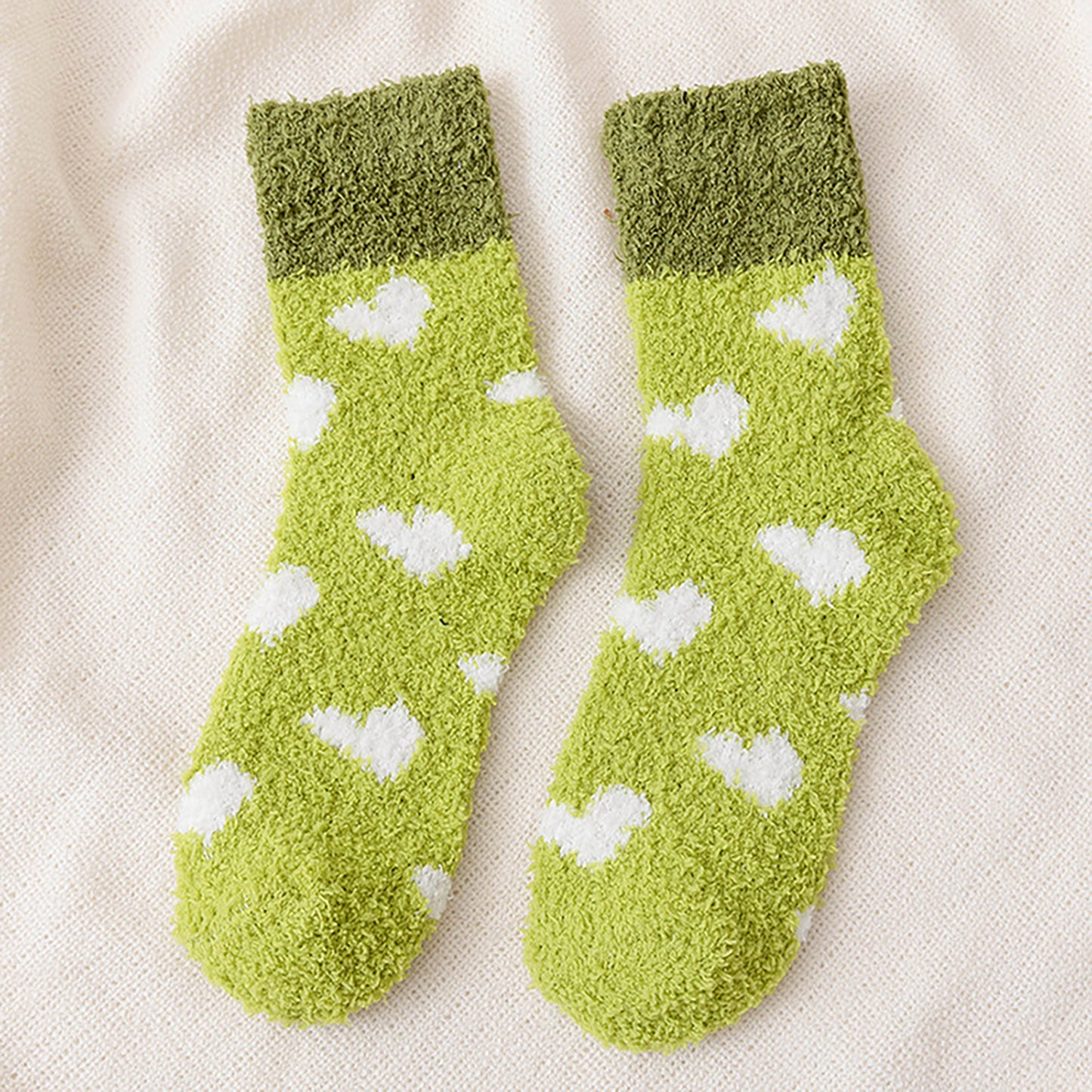 Anna-Kaci Women's 6pk Fuzzy Heart Socks - Plush Mid-Calf Socks for Cozy Lounging & Casual Wear