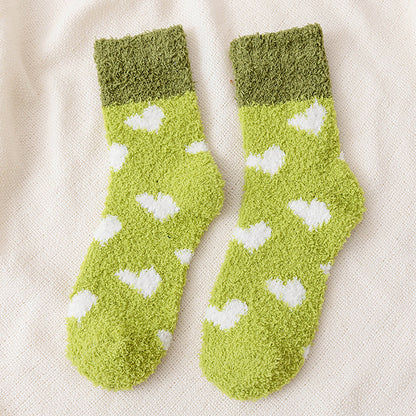Anna-Kaci Women's 6pk Fuzzy Heart Socks - Plush Mid-Calf Socks for Cozy Lounging & Casual Wear
