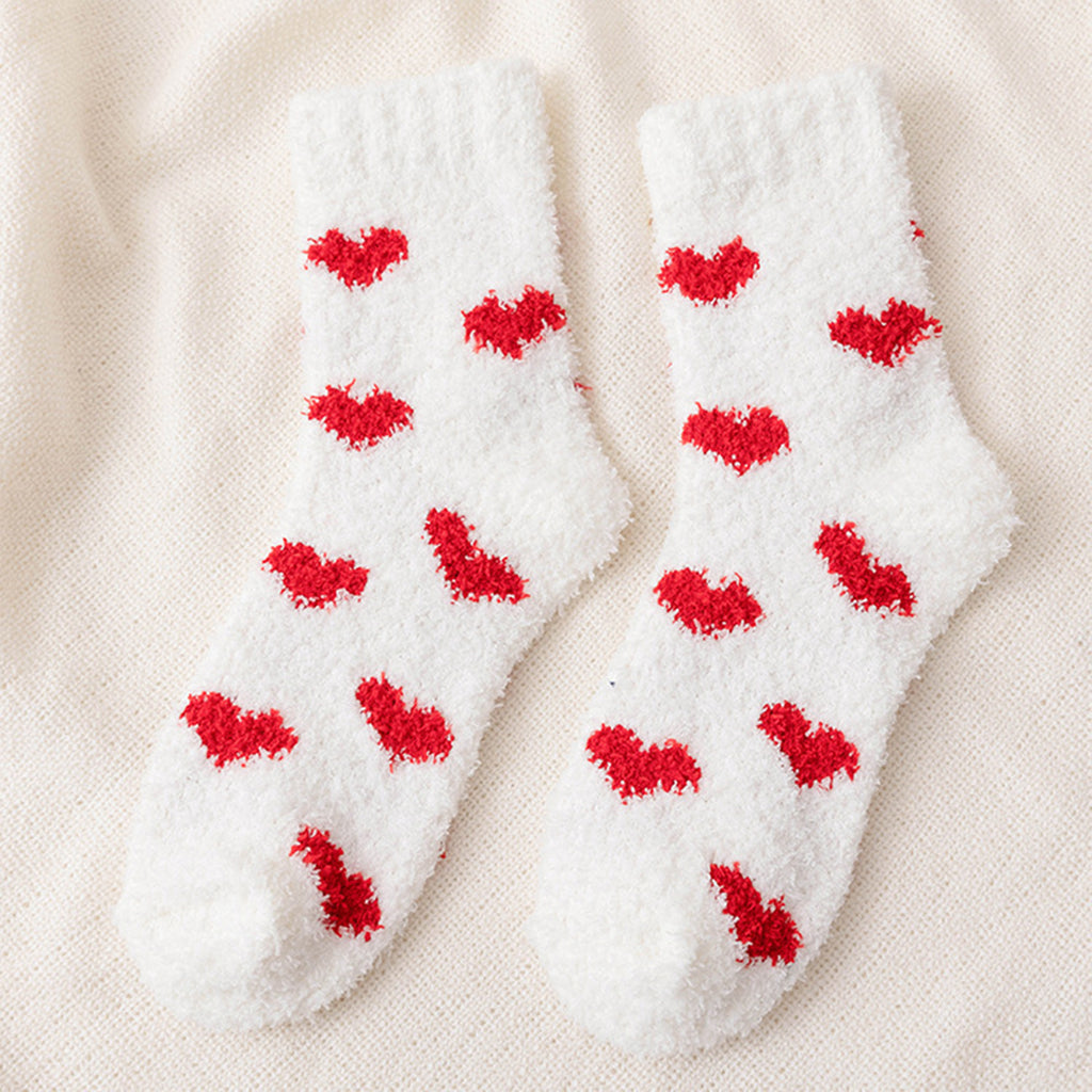 Anna-Kaci Women's 6pk Fuzzy Heart Socks - Plush Mid-Calf Socks for Cozy Lounging & Casual Wear