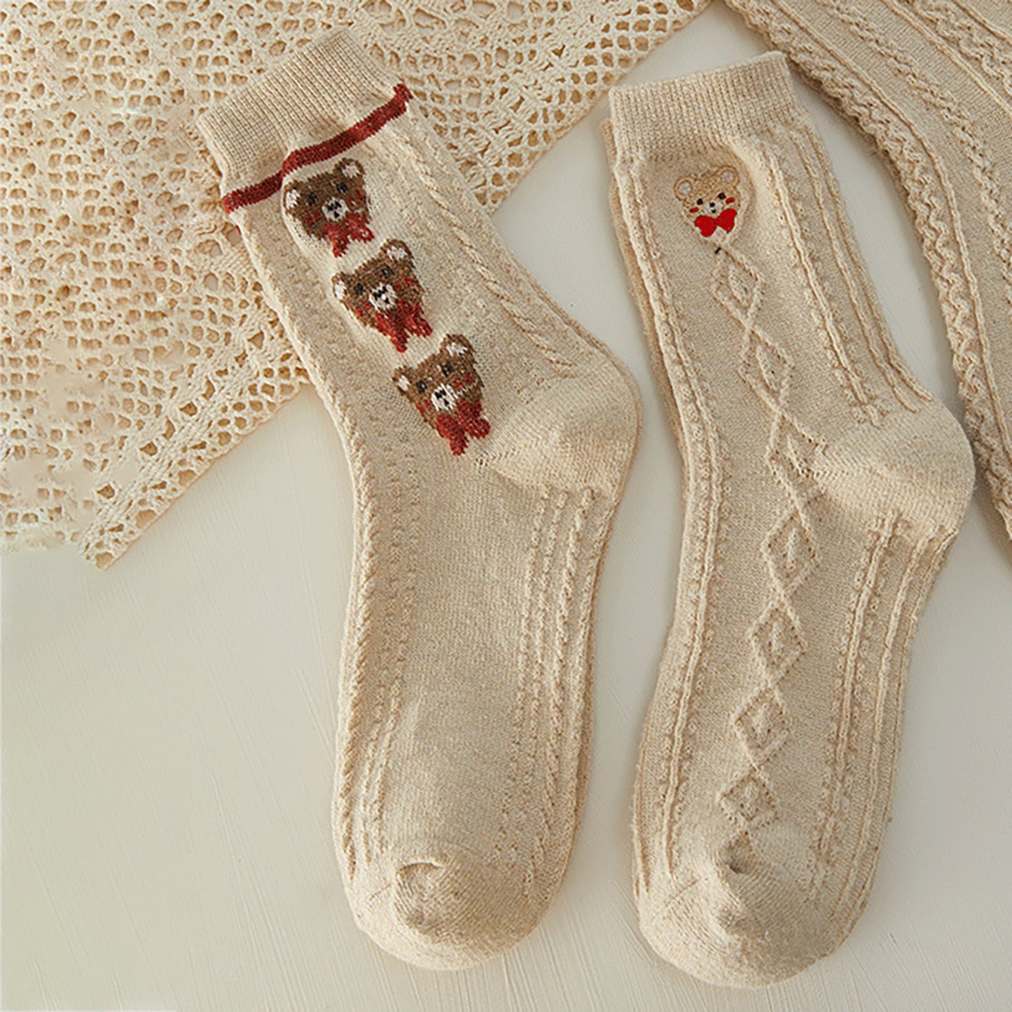 Anna-Kaci Women's 6pk Cozy Knitted Mid-Calf Socks for Winter & Casual Styling