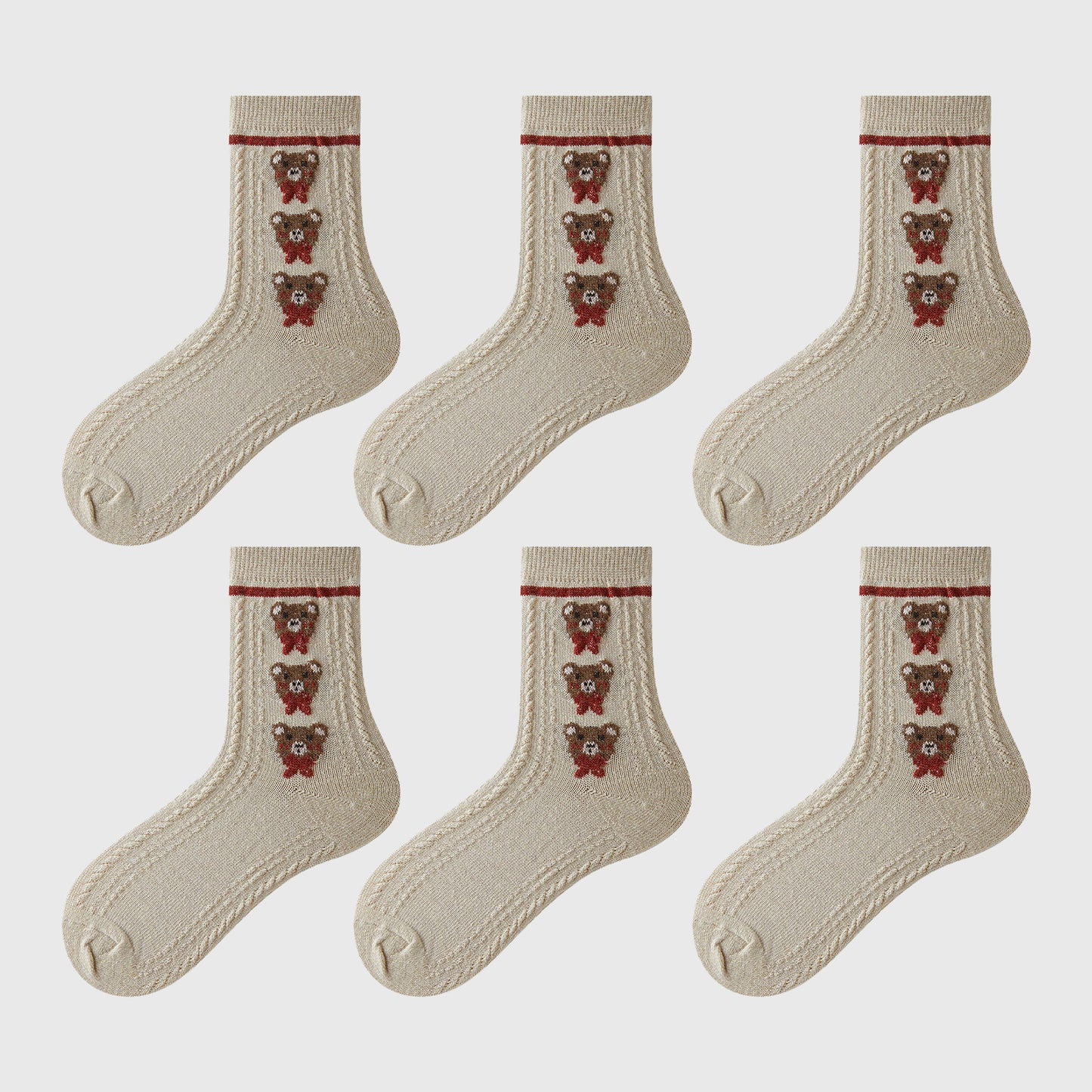 Anna-Kaci Women's 6pk Cozy Knitted Mid-Calf Socks for Winter & Casual Styling