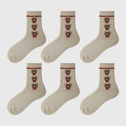 Anna-Kaci Women's 6pk Cozy Knitted Mid-Calf Socks for Winter & Casual Styling