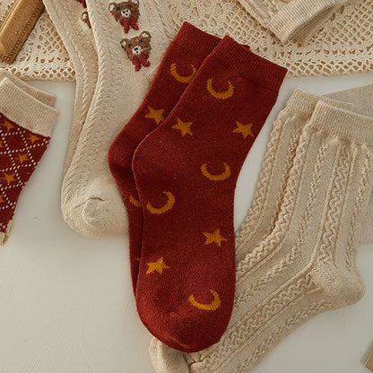 Anna-Kaci Women's 6pk Cozy Knitted Mid-Calf Socks for Winter & Casual Styling