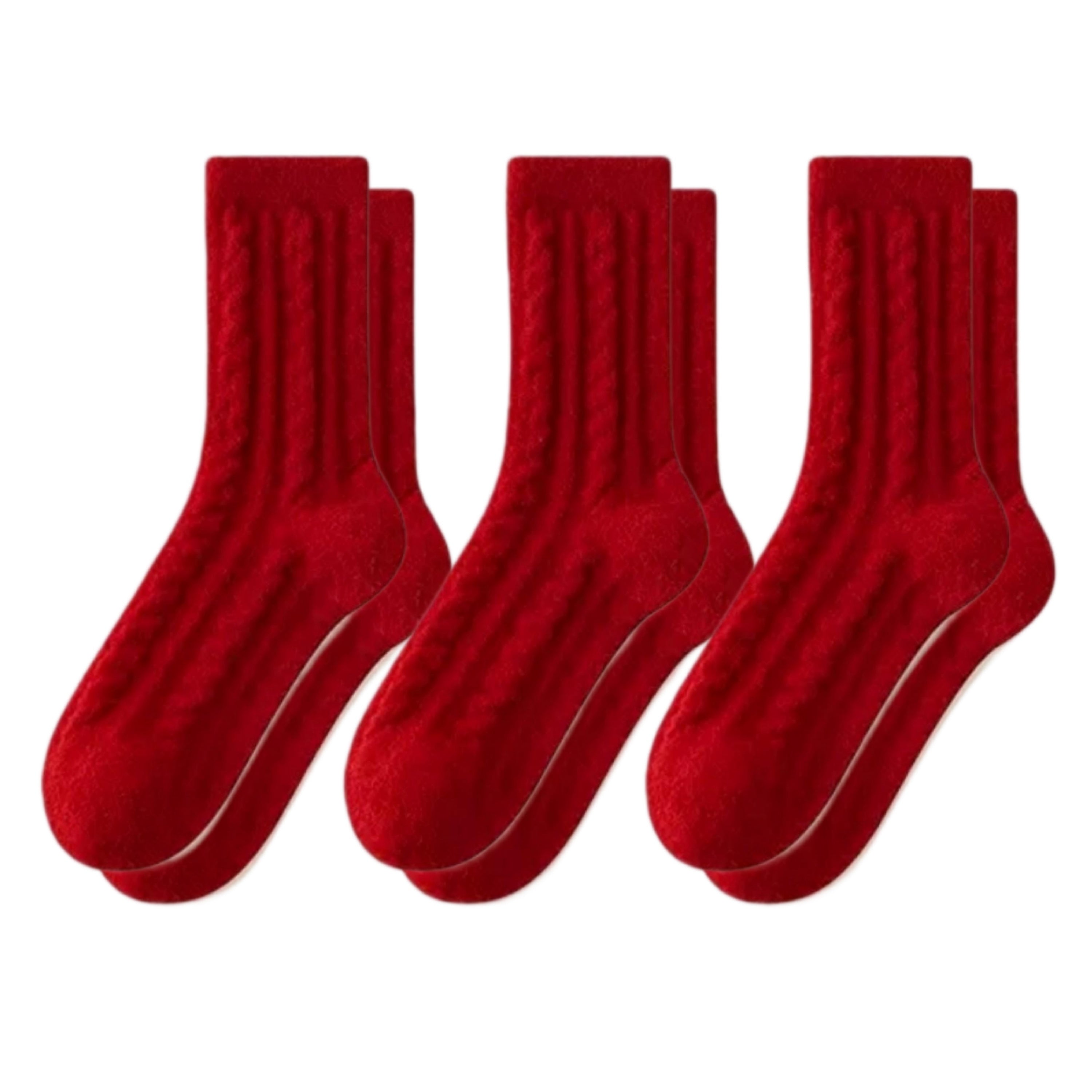 Anna-Kaci Women's 3-Pair Plush Cable Knit Socks Set with Soft Cozy Texture, Stretchy Knit Fit, and Warm Ribbed Detailing
