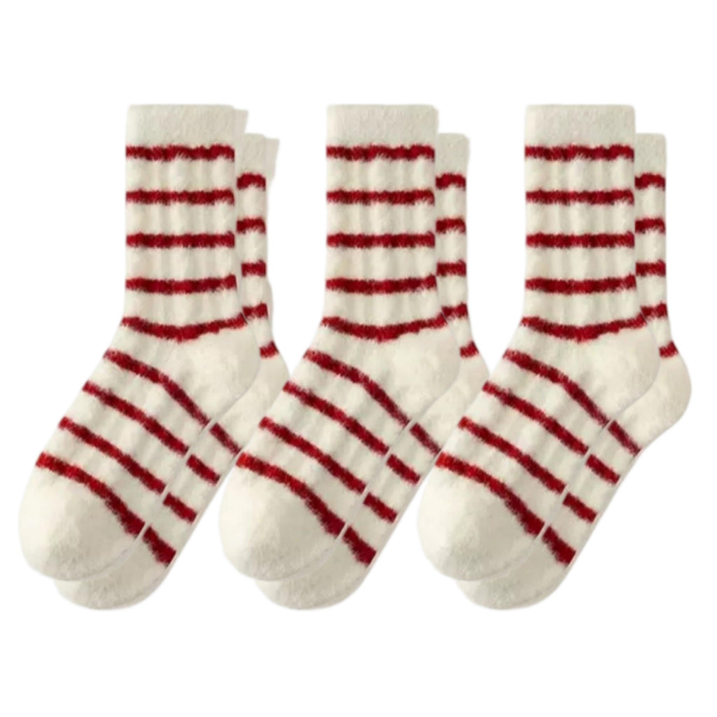 Anna-Kaci Women's 3-Pair Plush Cable Knit Socks Set with Soft Cozy Texture, Stretchy Knit Fit, and Warm Ribbed Detailing