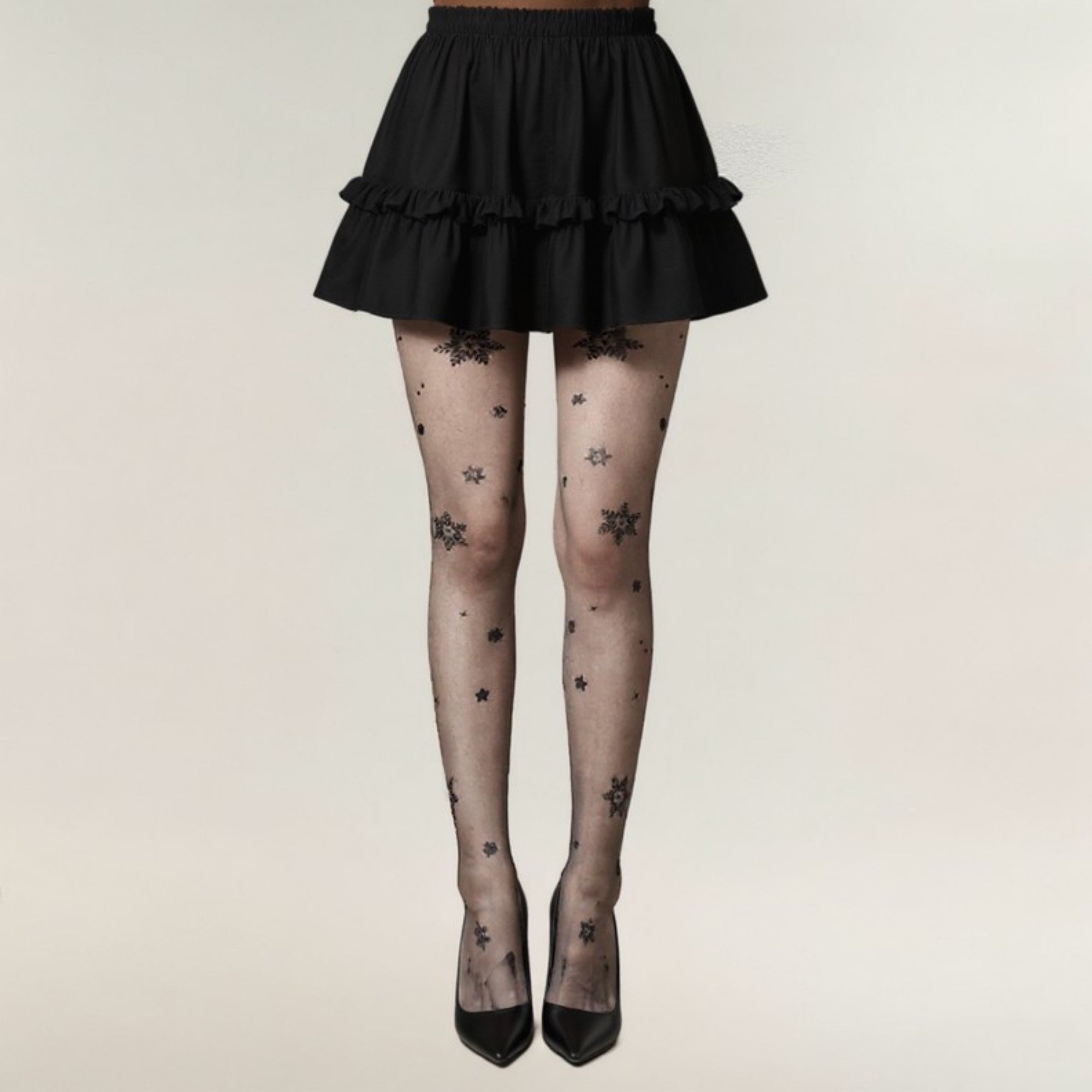 Anna-Kaci Women's Sheer Tights with Glitter Star Pattern Design
