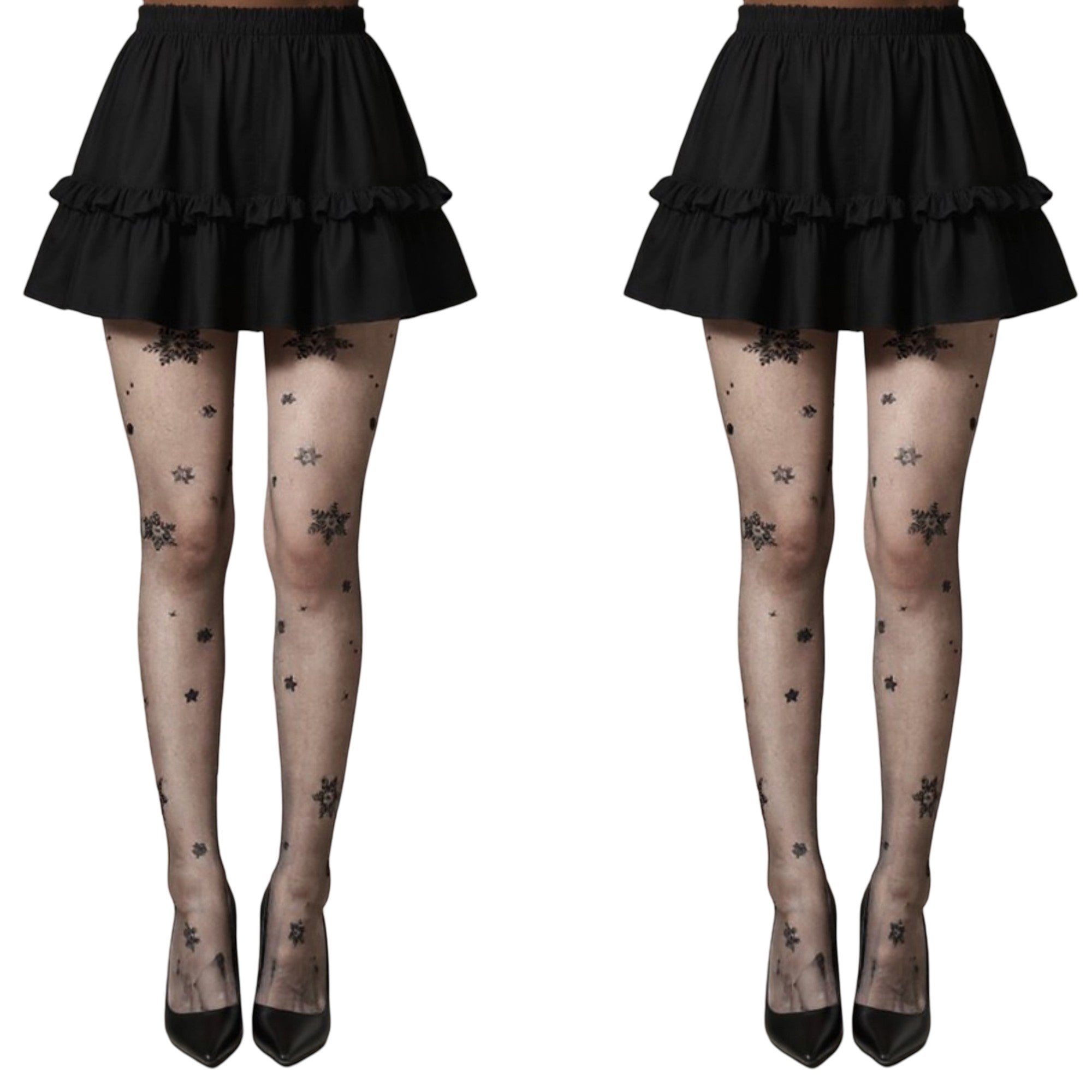 Anna-Kaci 2pcs Women's Sheer Tights with Glitter Star Pattern Design