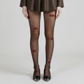 Anna-Kaci Women's Sheer Tights with Embroidered Lip Pattern Design
