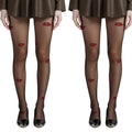 Anna-Kaci 2pcs Women's Sheer Tights with Embroidered Lip Pattern Design
