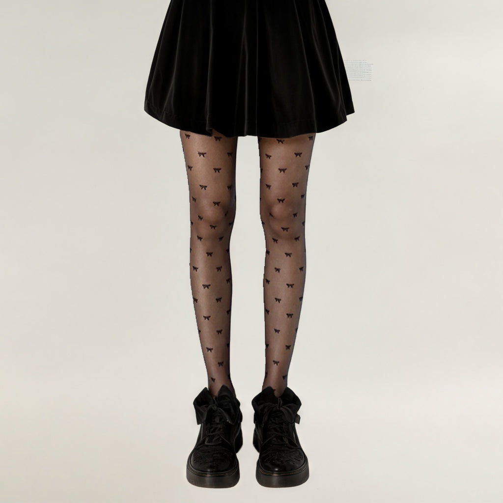 Anna-Kaci Women's Sheer Tights with Allover Bow Pattern Design