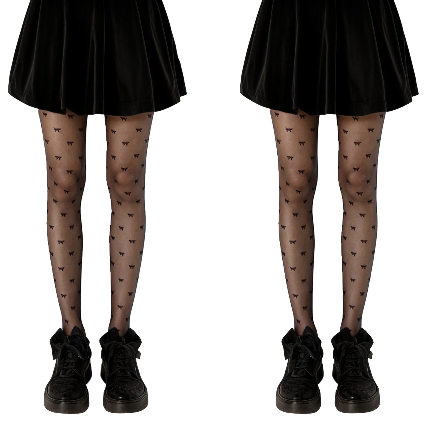 Anna-Kaci 2pcs Women's Sheer Tights with Allover Bow Pattern Design