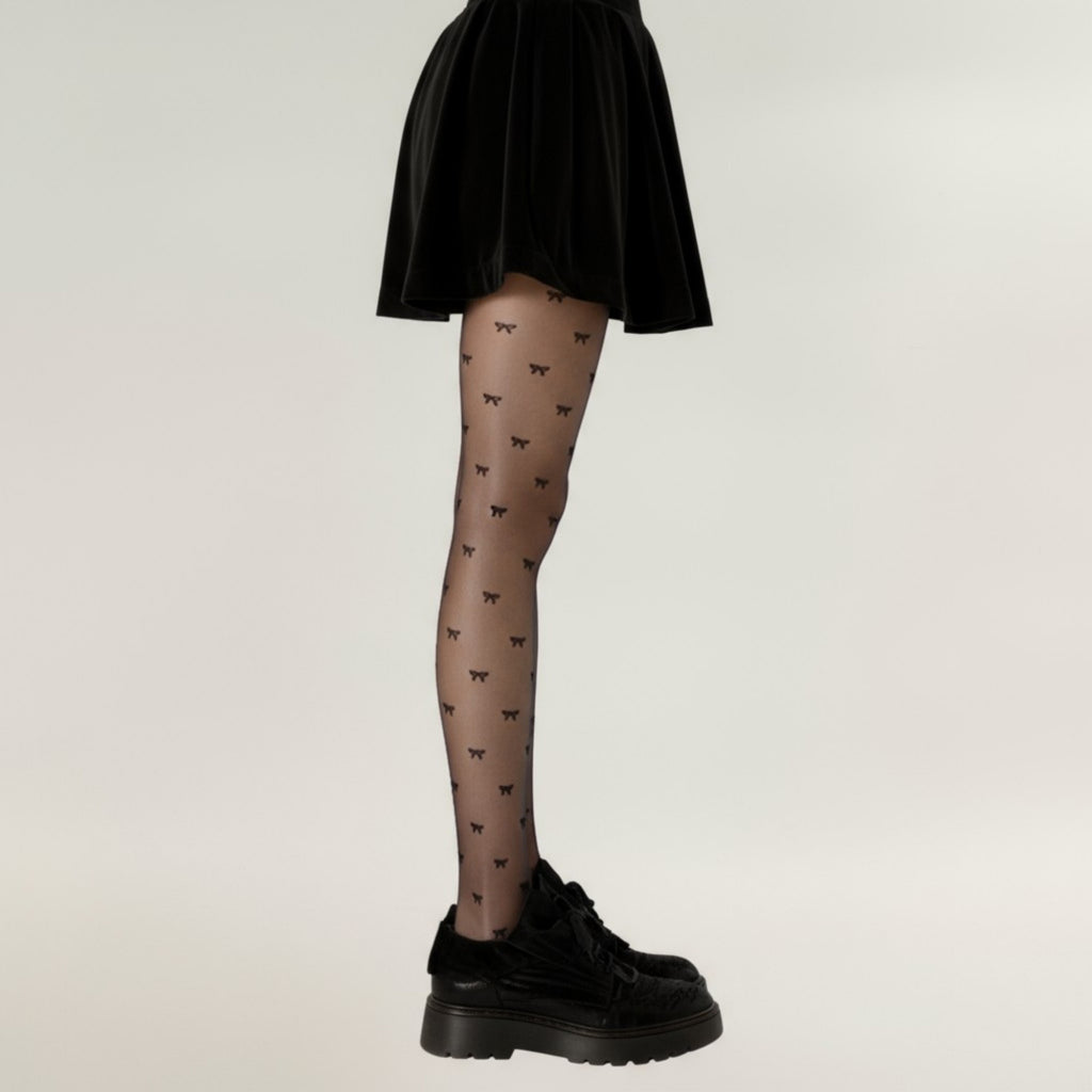 Anna-Kaci Women's Sheer Tights with Allover Bow Pattern Design