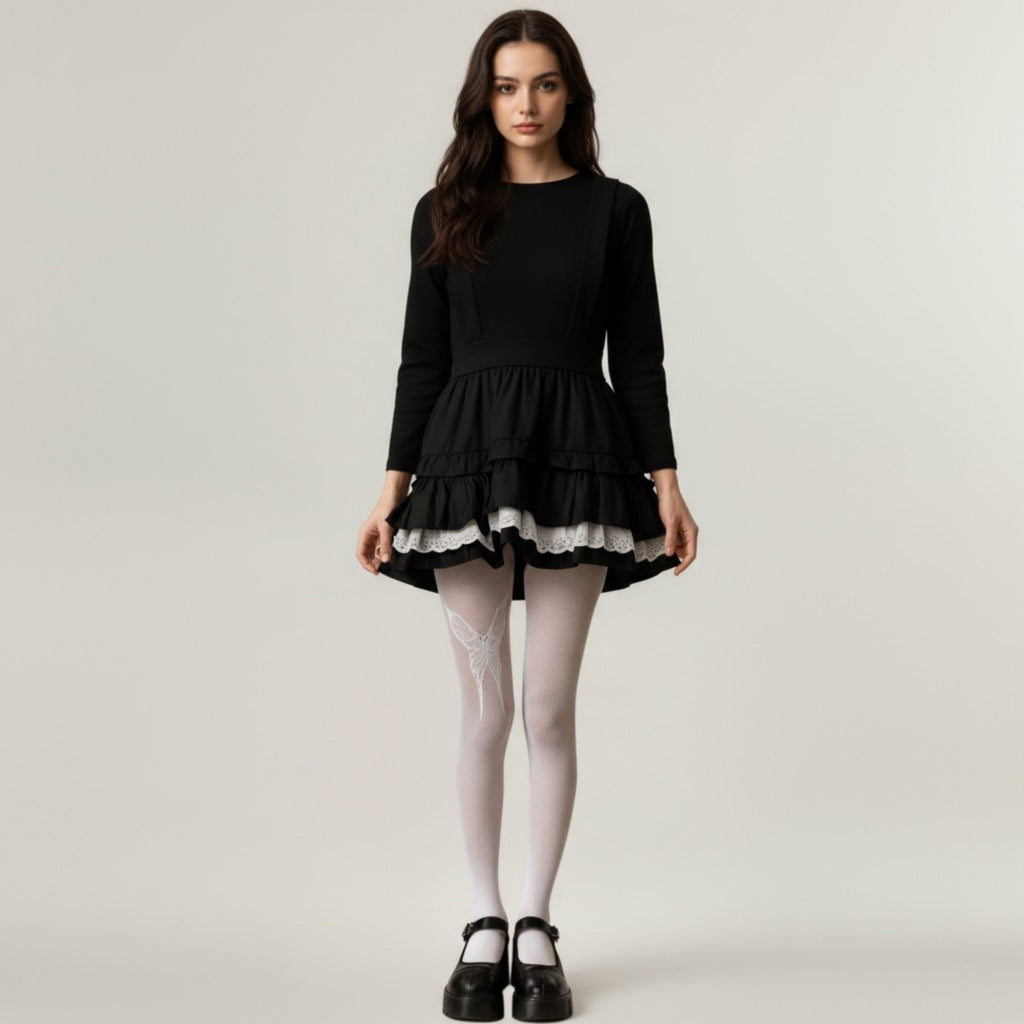 Anna-Kaci Women's Fishnet Tights with Butterfly Lace Design