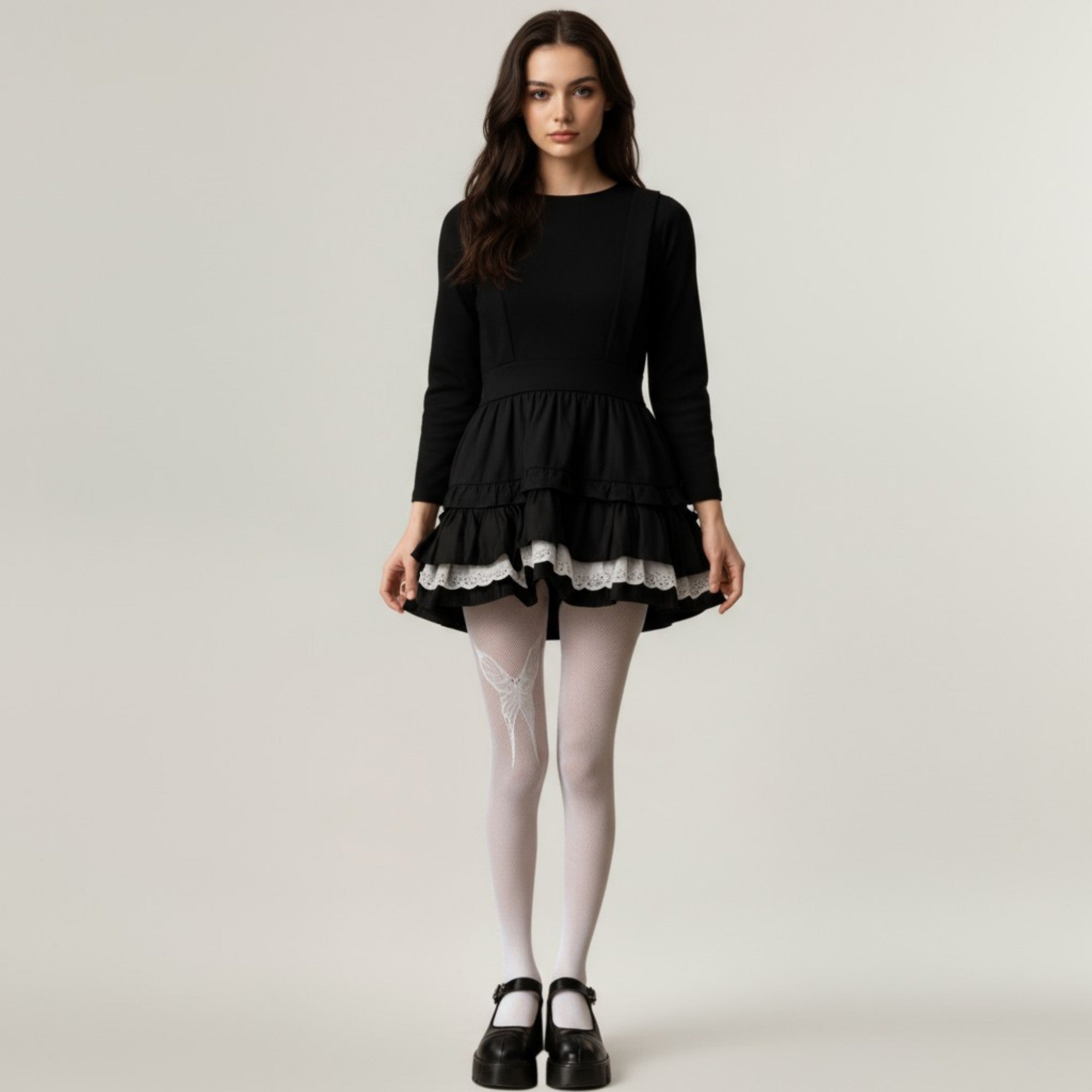 Anna-Kaci Women's Fishnet Tights with Butterfly Lace Design