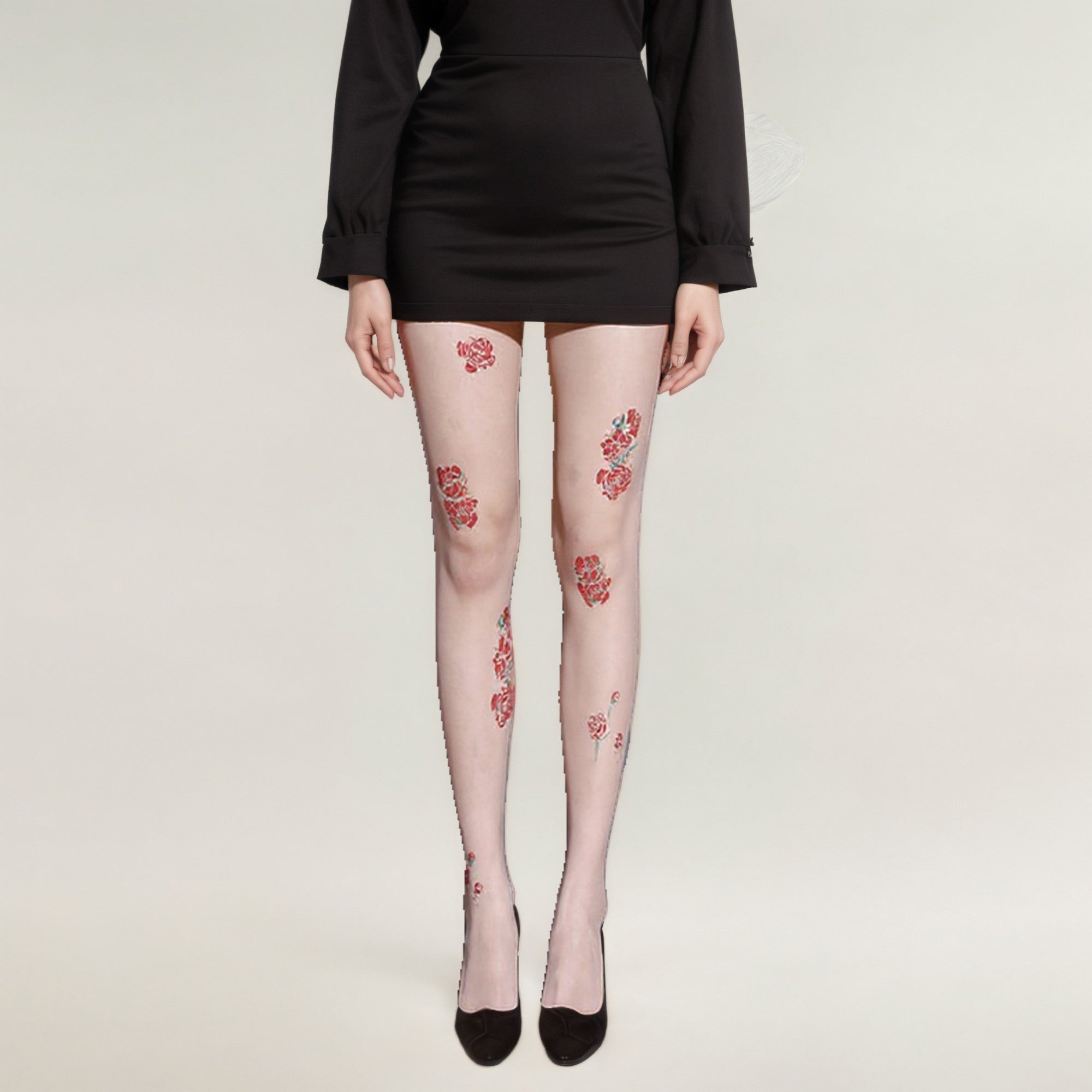 Anna-Kaci Women's Sheer Tights with Embroidered Floral Applique Detailing