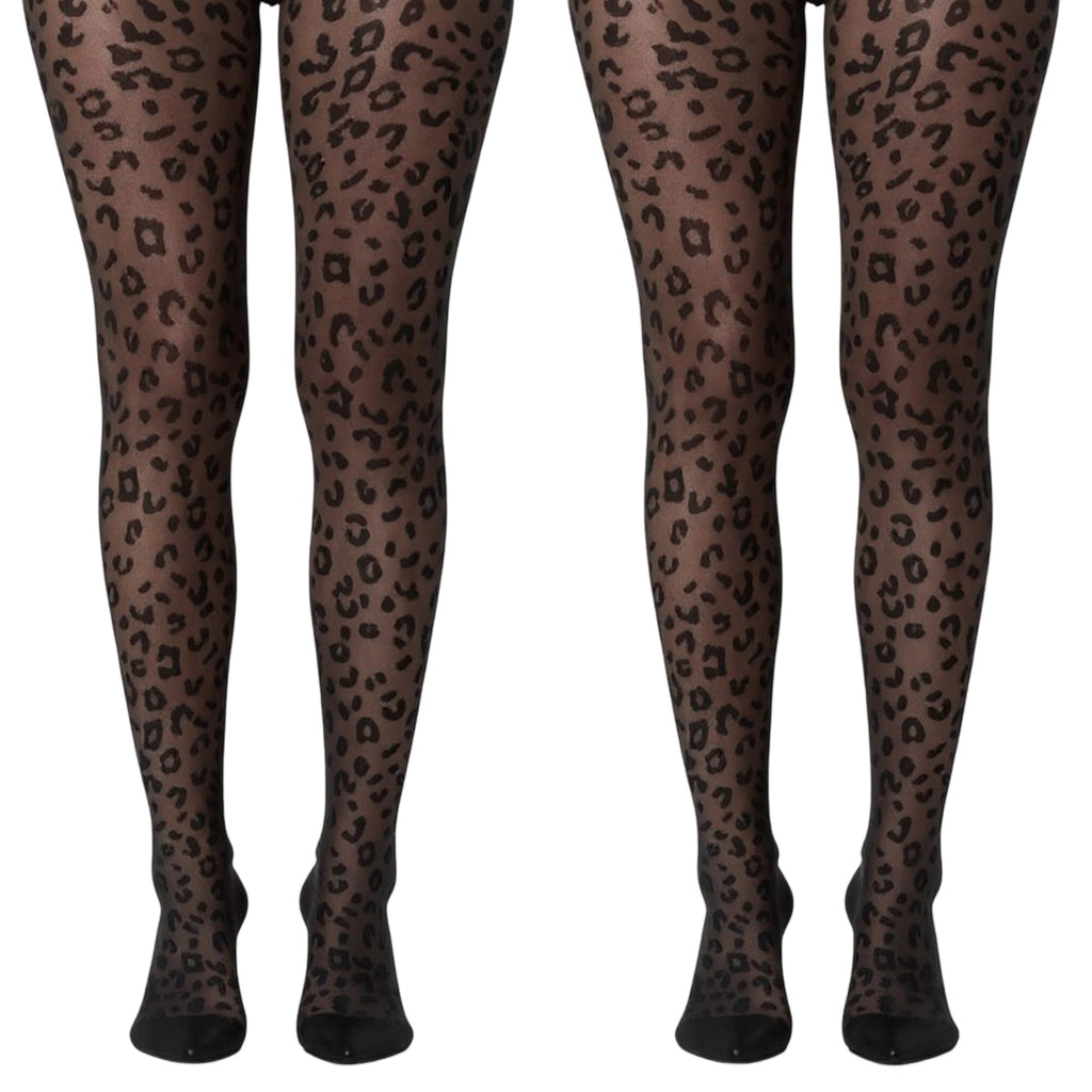 Anna-Kaci 2pcs Women's Sheer Leopard Print Tights with Allover Animal Pattern