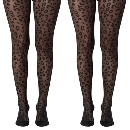 Anna-Kaci 2pcs Women's Sheer Leopard Print Tights with Allover Animal Pattern