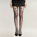 Anna-Kaci Women's Sheer Tights with Bold Floral Thigh Print Design