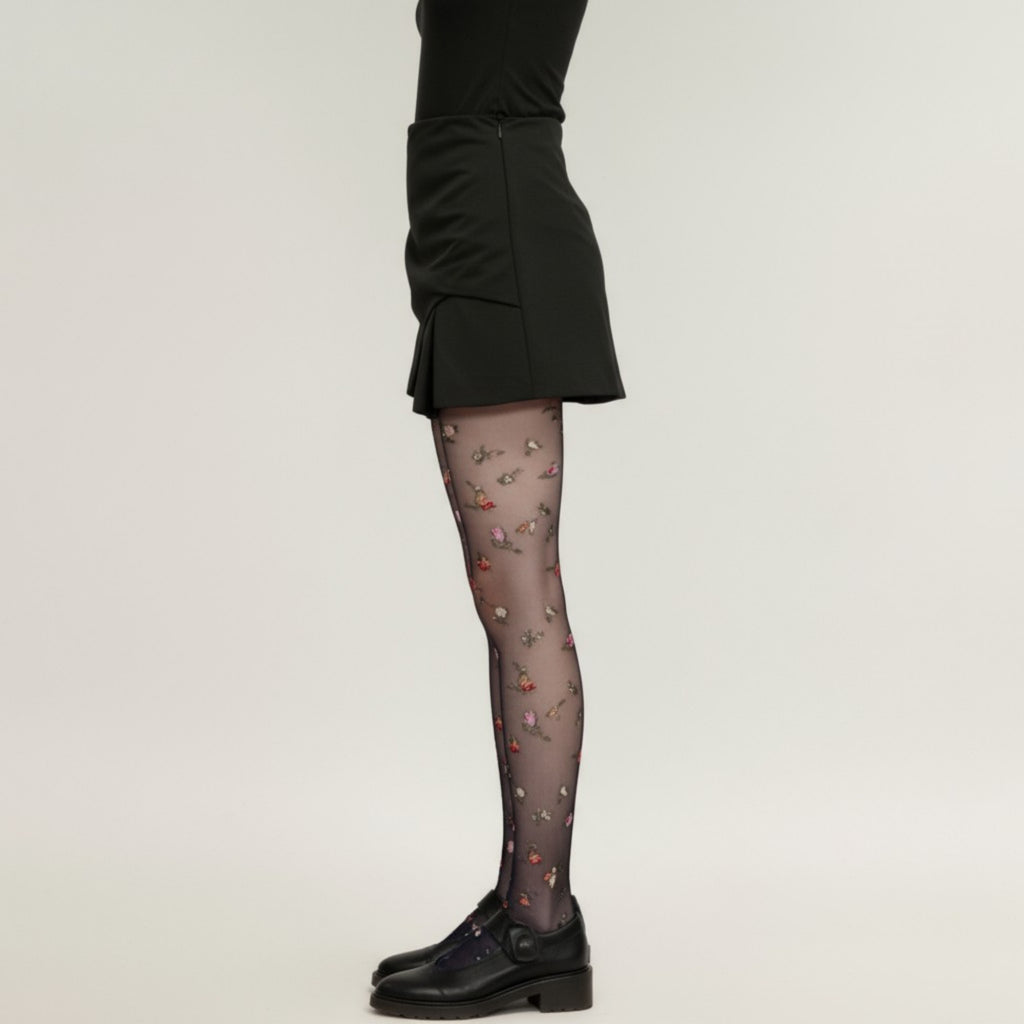 Anna-Kaci Women's Sheer Floral Print Tights with Delicate Allover Pattern