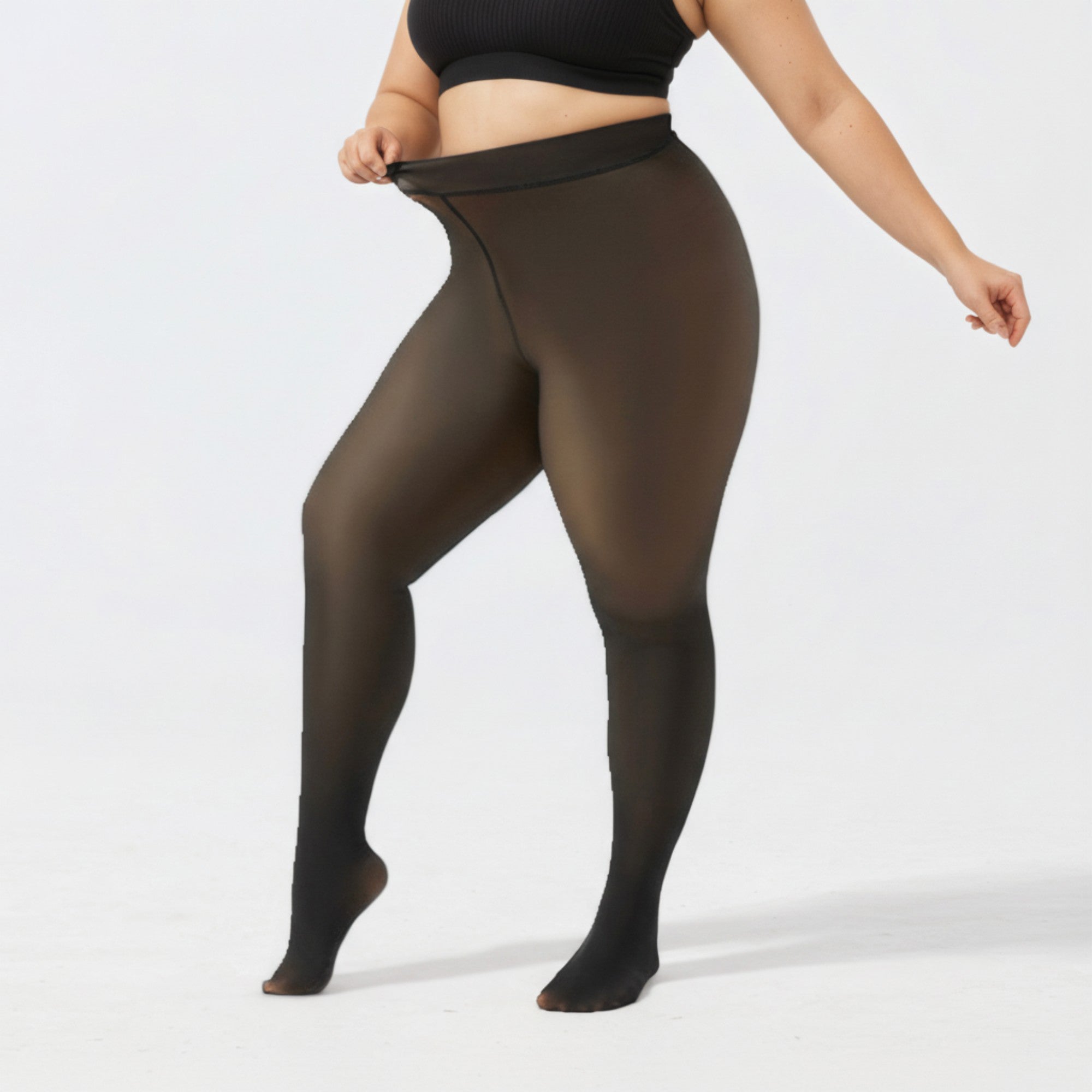 Anna-Kaci Women's Fleece-Lined Bare-Legs Pantyhose with Soft Stretch Waistband and Skin-Transparent Effect