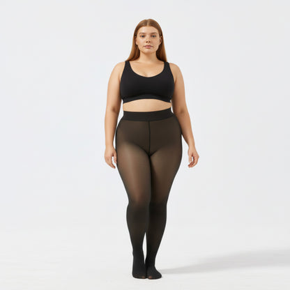 Anna-Kaci Women's Fleece-Lined Bare-Legs Pantyhose with Soft Stretch Waistband and Skin-Transparent Effect