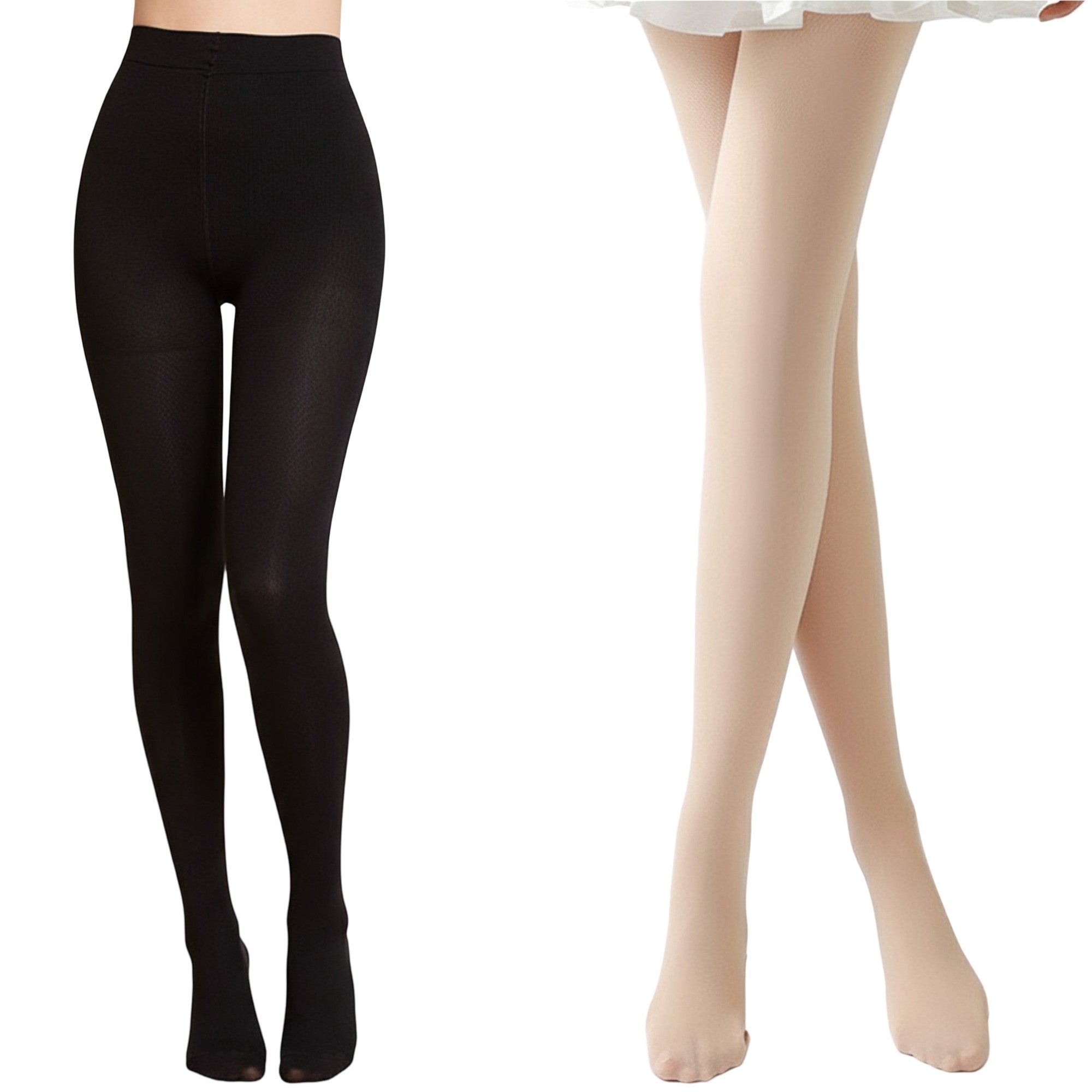 Anna-Kaci 2pcs Women's Light-Leg Fleece-Lined Pantyhose with Smooth Skinlike Finish Upgraded Anti-Snag Fabric for Warm Bare-Leg Coverage