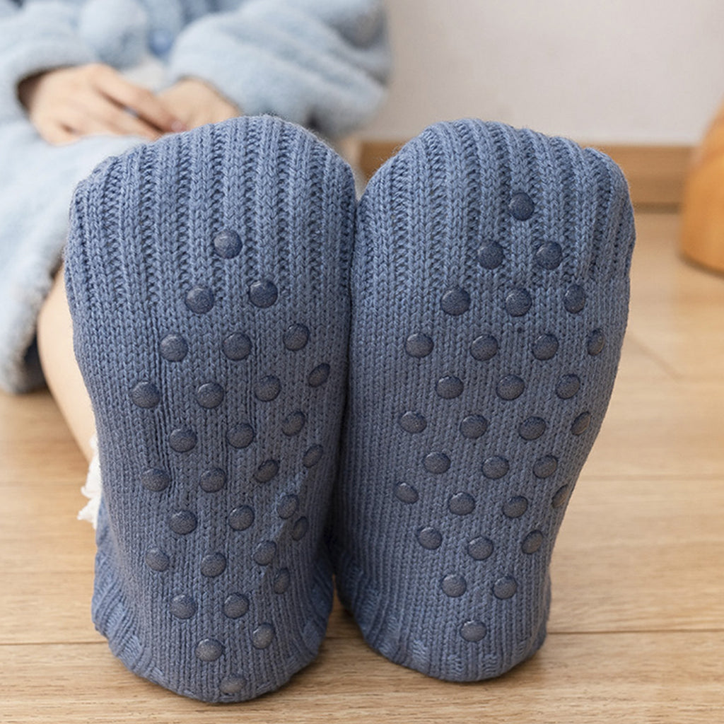 Anna-Kaci Cozy Cable Knit Plush-Lined Slipper Socks with Soft Warm Interior, Non-Slip Grips, and Flexible Low-Cut Fit
