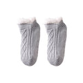 Anna-Kaci Cozy Cable Knit Plush-Lined Slipper Socks with Soft Warm Interior, Non-Slip Grips, and Flexible Low-Cut Fit