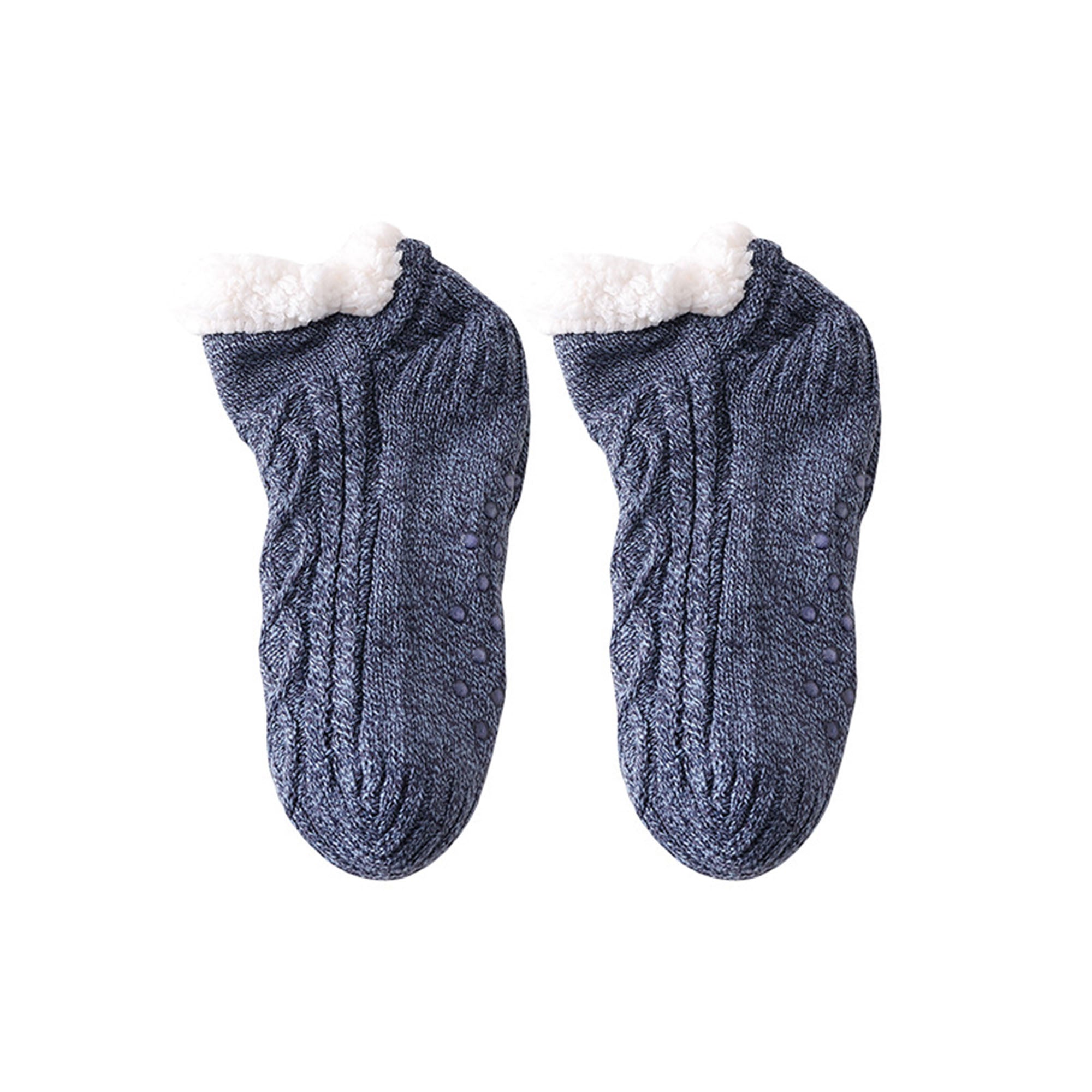 Anna-Kaci Cozy Cable Knit Plush-Lined Slipper Socks with Soft Warm Interior, Non-Slip Grips, and Flexible Low-Cut Fit